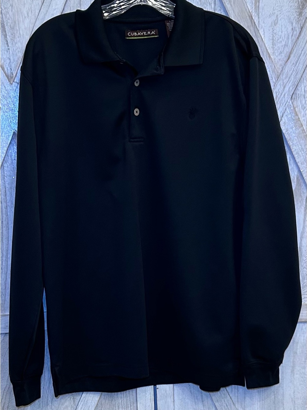 Cubavera Shirts Men’s Large Black Performance Golf Polo Pineapple Logo Polyester